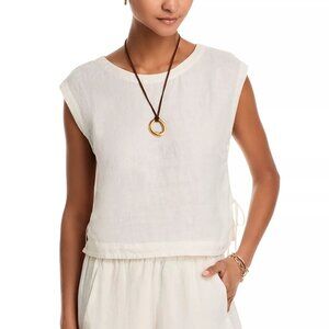 189$ Velvet by Graham & Spencer Tavia Side Tie Hem Top Sleeveless Size L White